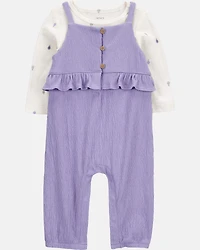 Baby 2-Piece Long-Sleeve Tee & Coverall Set - Purple