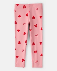 Toddler Girl Heart Pull-On Stretch Leggings - Pink