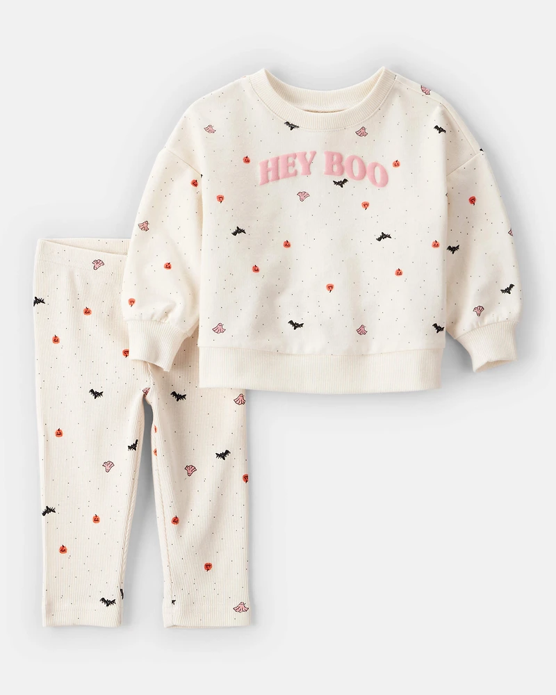 Baby 2-Piece Hey Boo Halloween Outfit Set - Cream