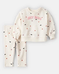 Baby 2-Piece Hey Boo Halloween Outfit Set - Cream