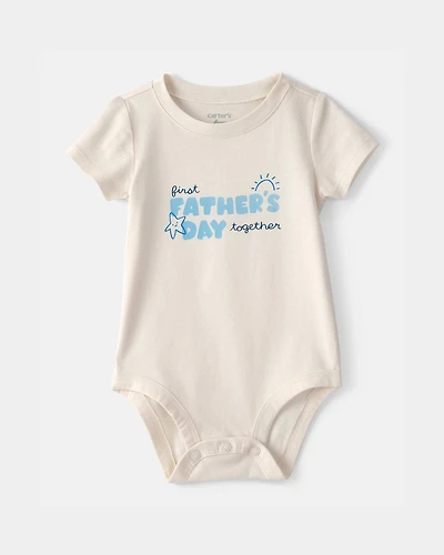 Baby 'Fathers Day' Graphic Bodysuit - Cream