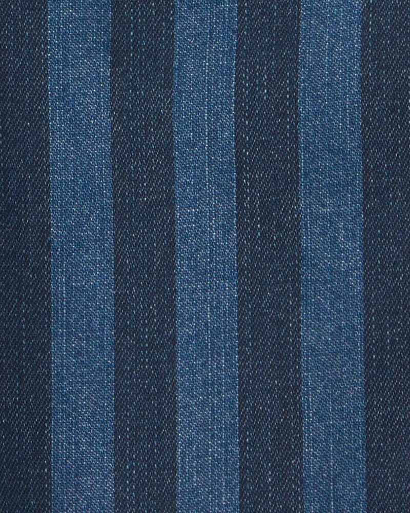 Baby Striped Denim Shortall - Dark Wash