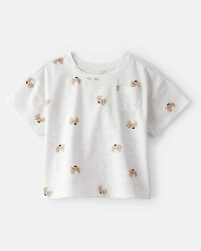 Baby Girl Pastry-Print Short-Sleeve Pocket Tee - Heather Grey