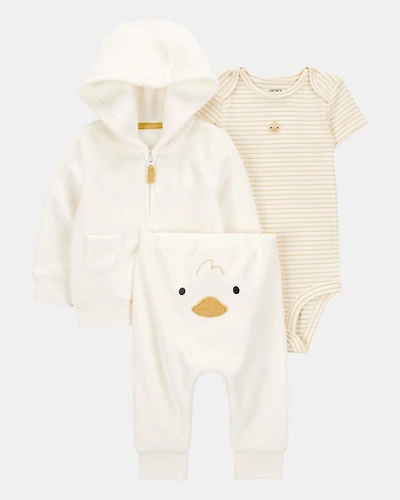 Baby 3-Piece Duck Little Cardigan Set - Ivory