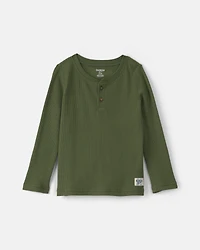 Toddler Boy Thermal Long-Sleeve Henley T-Shirt - Olive Green
