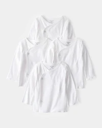 Baby 4-Pack Long-Sleeve Side-Snap Tees - White