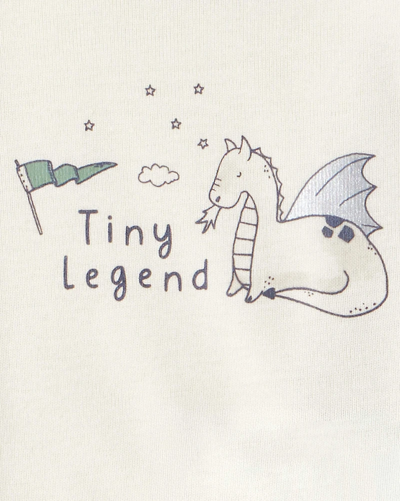 Baby Boy Dragon Print Cotton Long-Sleeve Bodysuit & Pant Set - Green/White