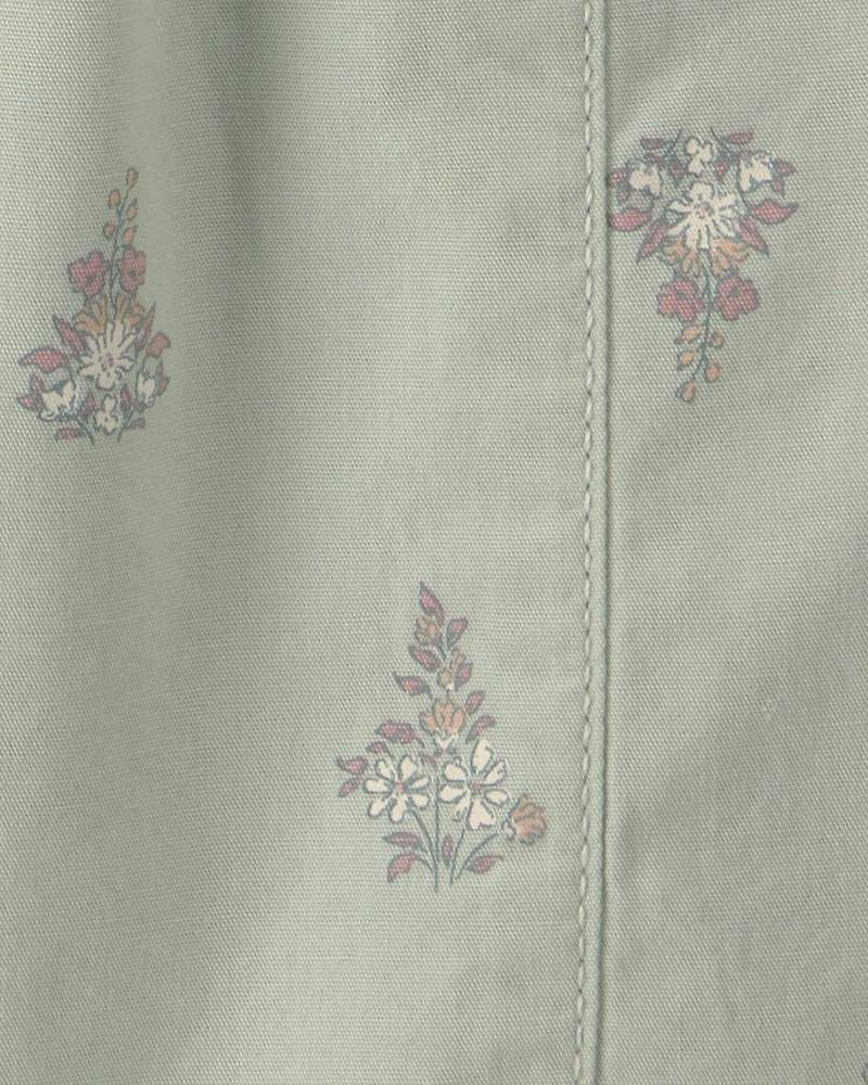 Baby Girl Floral Barrel Pants - Green