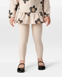 Toddler Girl Cotton Rib Pull-On Stretch Leggings - Cream