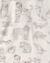 Kids 2-Piece Organic Cotton Ribbed Pajama Set in Pet Print