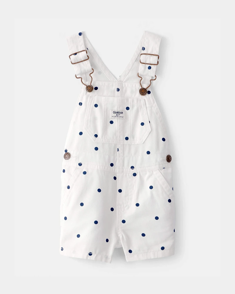 Baby Girl Polka Dot Shortall - White/Blue
