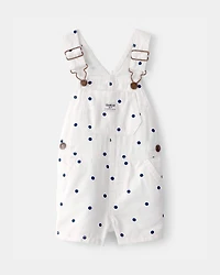 Baby Girl Polka Dot Shortall - White/Blue
