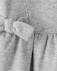 Baby Girl DayDream Fleece Bow Glitter Long-Sleeve Jumpsuit - Grey