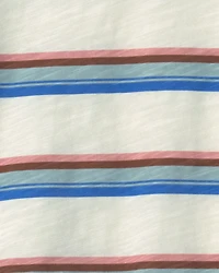 Toddler Boy Striped Henley T-Shirt - Cream/Blue