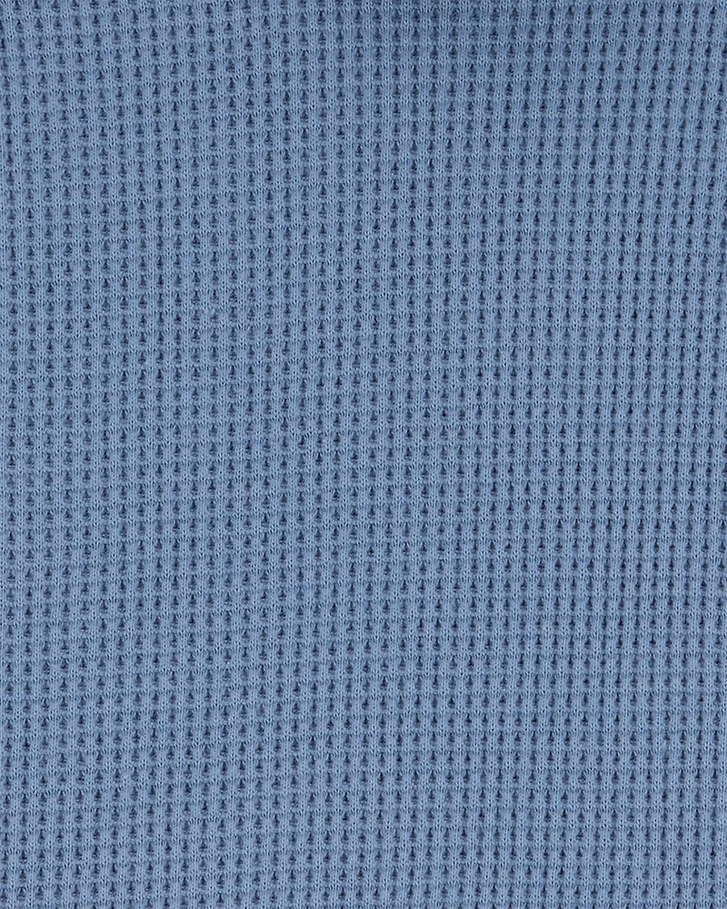 Toddler 2-Piece Waffle Knit Hooded Pullover & Drawsting Shorts Set - Blue