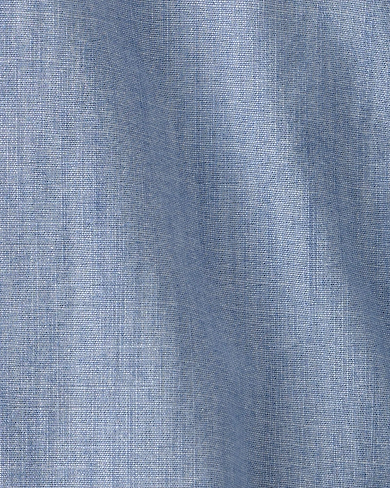Boys Chambray Short-Sleeve Button-Down Shirt - Blue