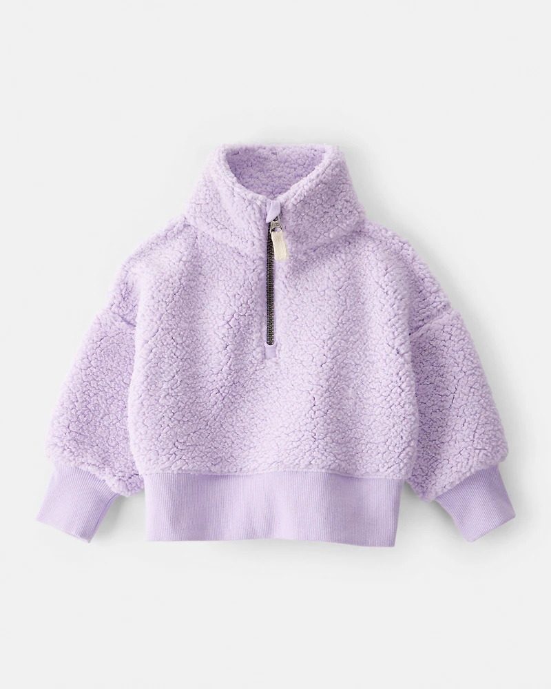 Baby Girl Quarter-Zip Pullover Sweatshirt - Purple