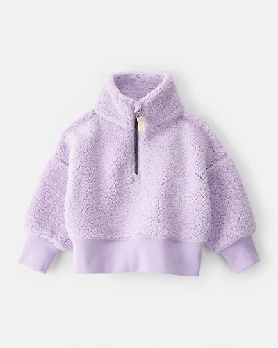 Baby Girl Quarter-Zip Pullover Sweatshirt - Purple
