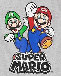 Boys Super Mario Snug Fit Cotton 2-Piece Pajamas - Heather