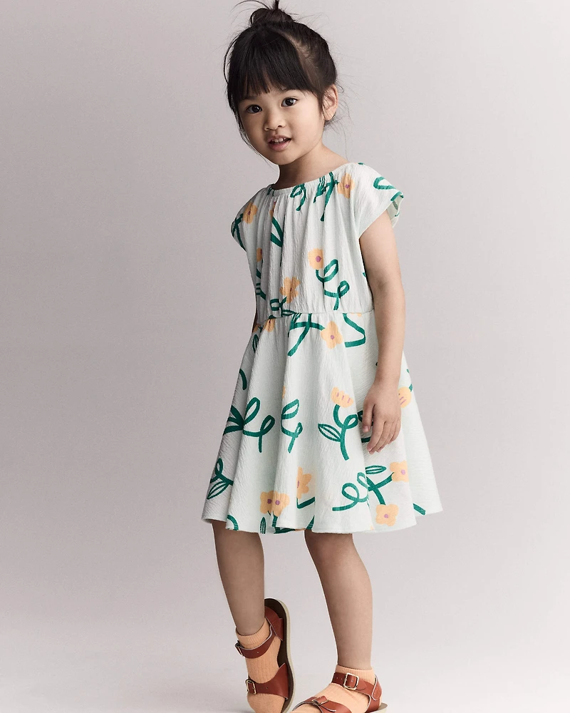 Toddler Girl Avenue Twirl™ Dress in Floral Print - Light Green