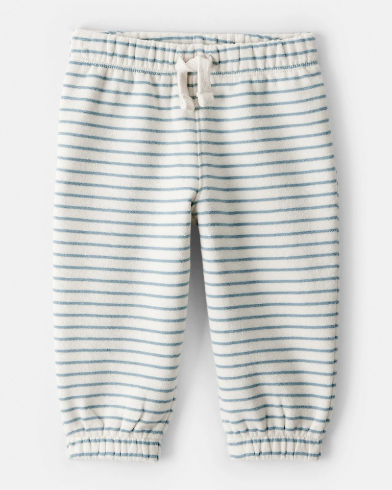 Baby Boy 2-Piece DayDream Fleece Stripe Pullover Sweatshirt & Pant Set - Cream/Blue