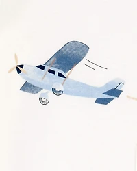 Baby 4-Piece Airplane Print Outfit Set - Blue