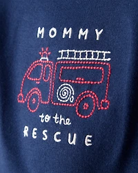 Baby Boy 2-Piece Firetruck Print Long-Sleeve Bodysuit & Pant Set - Blue