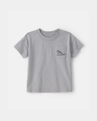 Toddler Boy Lizard Pocket Tee - Grey