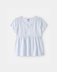 Girls Peplum Short-Sleeve Top - Blue