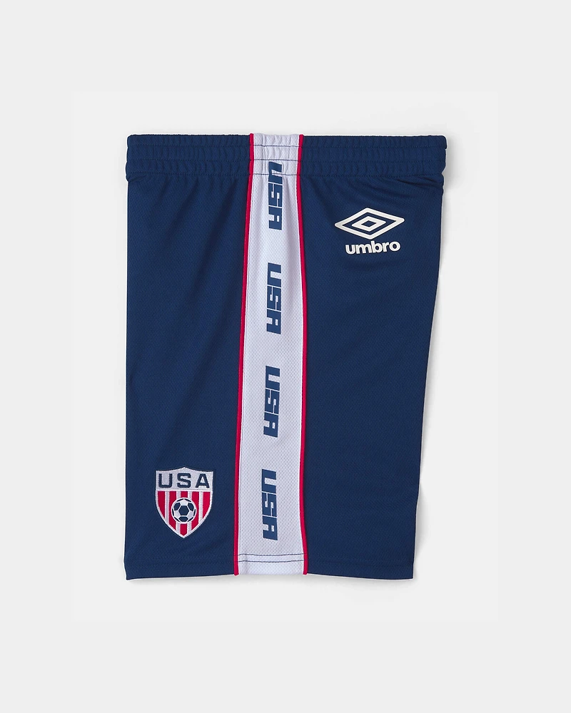 Kids Umbro USA Mesh Soccer Shorts - Navy Blue/White
