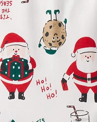 Baby Beige Santa Milk & Cookies 100% Cotton Long-Sleeve Snug Fit 2-Piece Pajamas - White