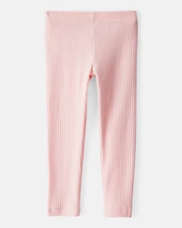 Toddler Girl Cotton Ribbed Stretch Leggings - Pink