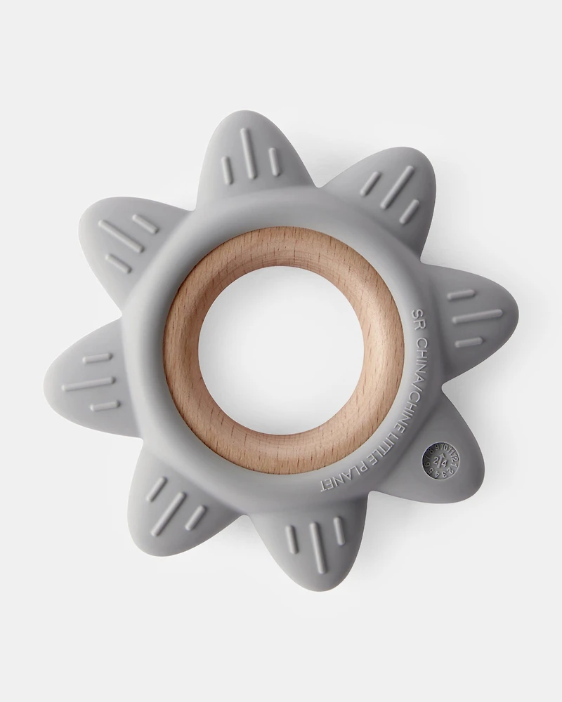 Baby Little Planet Silicone &  Wood Teether - Grey