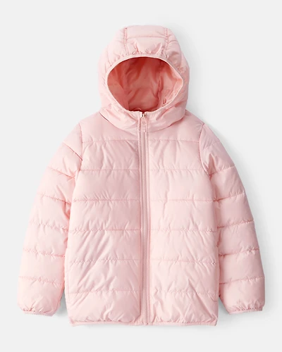 Kid Packable Hooded Puffer Jacket - Pink