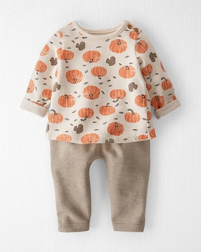 Baby Boy 2-Piece Organic Cotton Set in Harvest Pumpkins Print