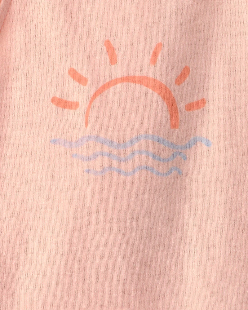 Baby Girl 3-Pack Beach Flutter-Sleeve Multipack Bodysuits - Orange/Blue/Ivory