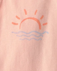 Baby Girl 3-Pack Beach Flutter-Sleeve Multipack Bodysuits - Orange/Blue/Ivory