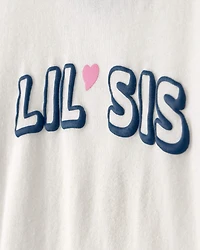 Toddler Girl 'Lil Sis' Graphic Tee - Ivory