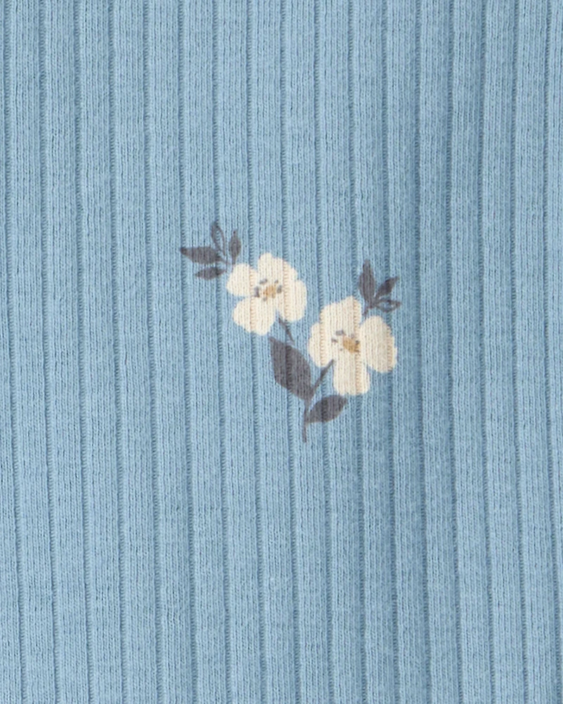 Toddler Girl 2-Piece Fleece Floral Top & Pant Set - Blue