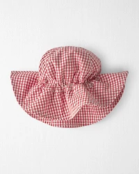 Baby Girl Sunhat Made with Organic Cotton in Red Gingham
