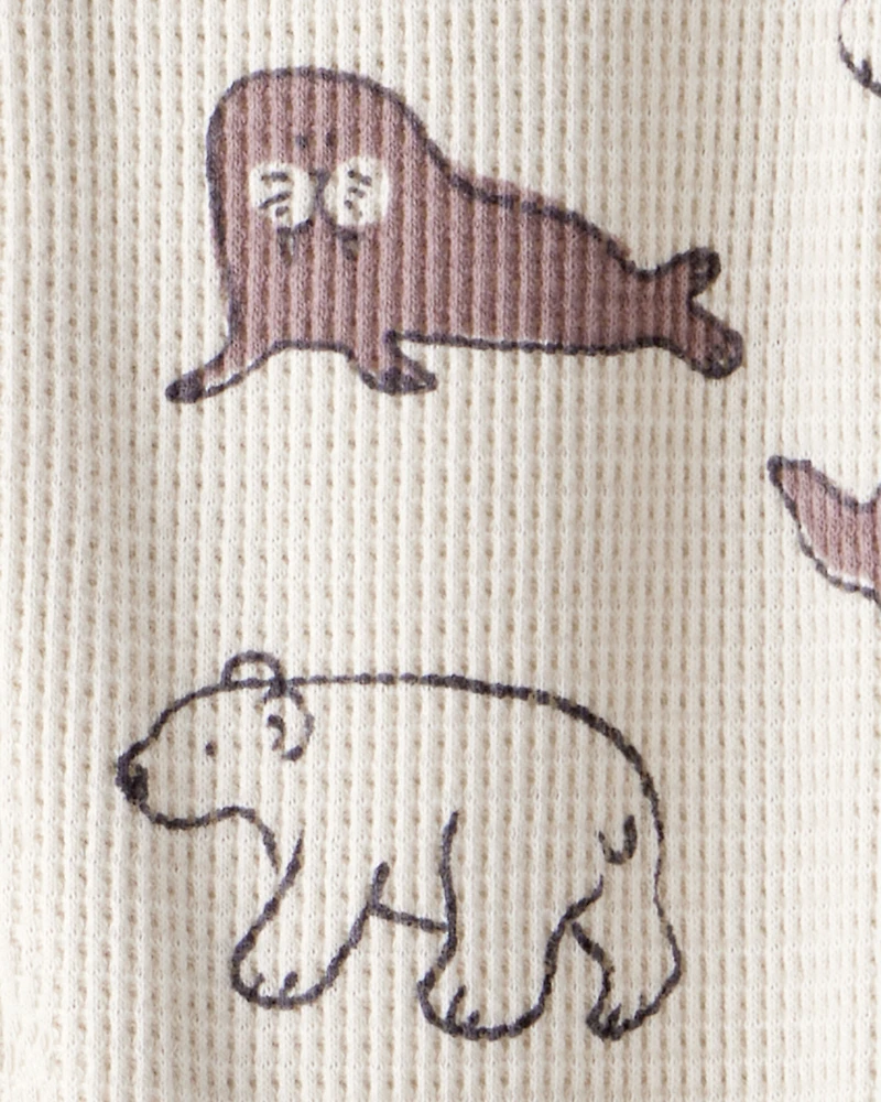 Baby Waffle Knit Sleep & Play Pajamas Made with Organic Cotton in Artic Friends Print