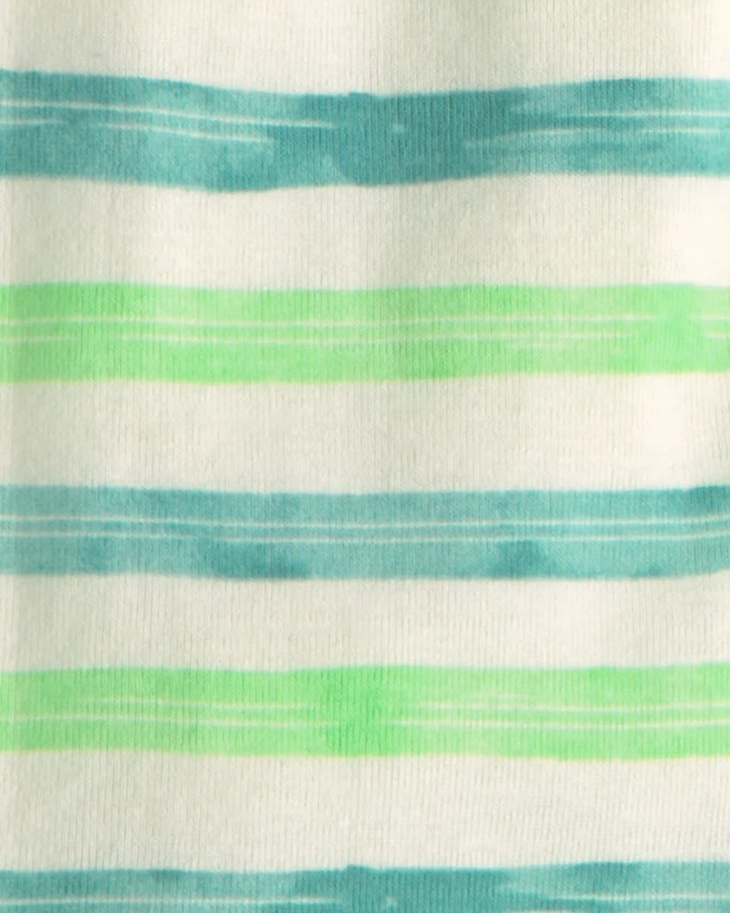 Toddler Boy Cars 100% Cotton 6-Piece Pajama Sets - Green/Cream