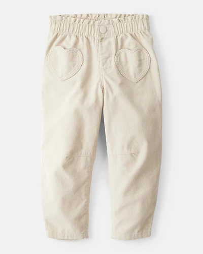 Toddler Girl Heart Pocket Barrel Pants - Tan