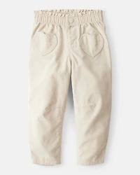 Toddler Girl Heart Pocket Barrel Pants - Tan