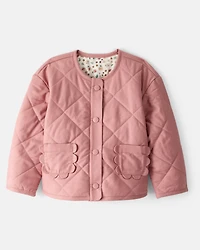 Toddler Girl Quilted Long-Sleeve Fashion Jacket - Pink