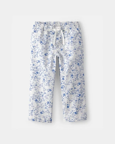 Toddler Girl Floral Wide-Leg Pants - Blue/White
