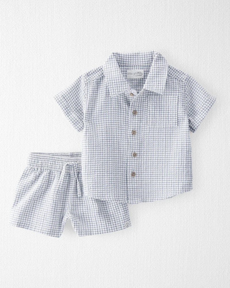 Baby 2-Piece Organic Cotton Gauze Checkered Set