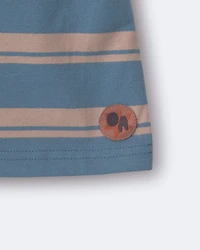 Toddler Relaxed Tee in Stripes - Slate Blue/Brown