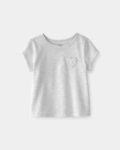 Baby Girl Heart Pocket Top - Grey