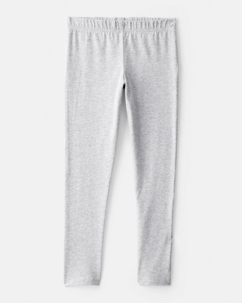 Girls Cotton Stretch Leggings - Grey